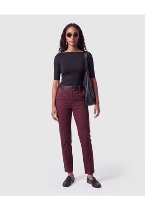 Pantalón Chino Con Cinturón Mujer Para Mujer Vino Patprimo