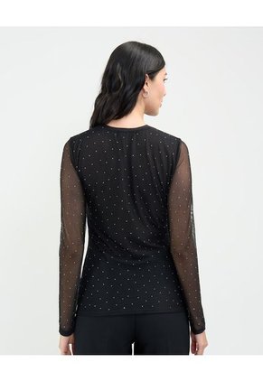 Camiseta Para Mujer Manga Larga Cuello Redondo Color Negro Marca Patprimo #30093613