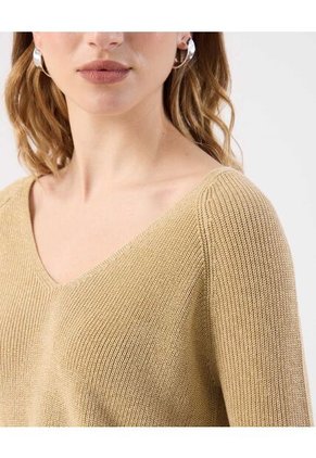 Saco Fino Tejido Cuello V Elegante   Para Mujer Café Patprimo