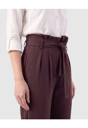 Pantalón De Tiro Alto Con Cinturón De Amarre Mujer  Para Mujer Café Patprimo