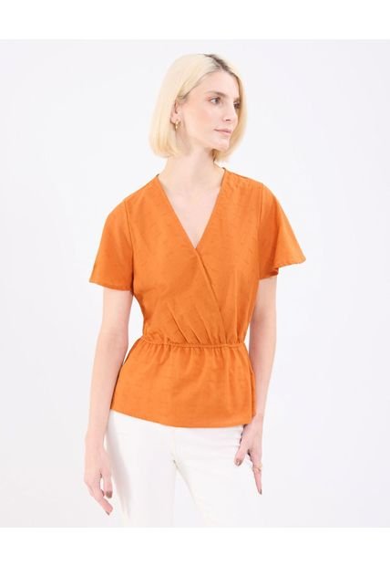 Blusa Para Mujer Manga Corta Color Naranja Marca Patprimo #30123473