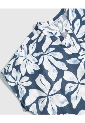 Blusa Estampada Con Cuello En V Para Mujer Curvy  Para Mujer Azul Patprimo