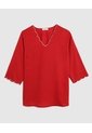 Blusa Con Detalles Ondulados Para Mujer Curvy  Para Mujer Rojo Patprimo de Patprimo