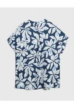 Blusa Estampada Con Cuello En V Para Mujer Curvy  Para Mujer Azul Patprimo