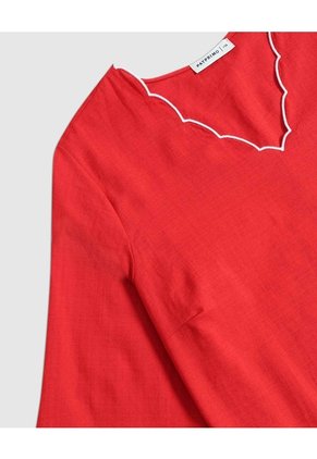 Blusa Con Detalles Ondulados Para Mujer Curvy  Para Mujer Rojo Patprimo
