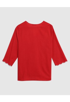Blusa Con Detalles Ondulados Para Mujer Curvy  Para Mujer Rojo Patprimo