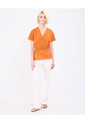 Blusa Para Mujer Manga Corta Color Naranja Marca Patprimo #30123473