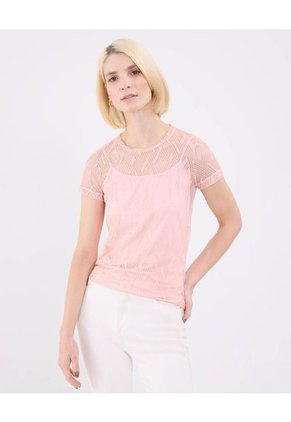 Camiseta Para Mujer Manga Corta Cuello Redondo Color Rosa Marca Patprimo #30093704