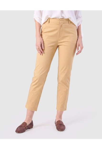 Pantalón Capri Ajustado De Tiro Medio Mujer  Para Mujer Amarillo Patprimo