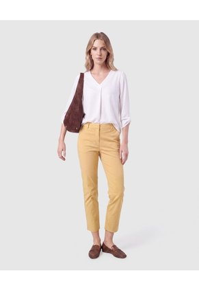 Pantalón Capri Ajustado De Tiro Medio Mujer Para Mujer Amarillo Patprimo