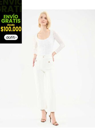 Jean Para Mujer Crop Flare Color Blanco Marca Patprimo #30160399 Patprimo