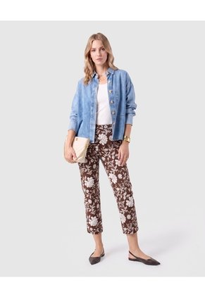 Pantalón Capri Estampado Para Mujer  Para Mujer Café Patprimo