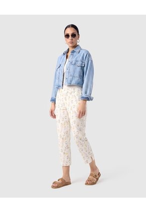 Pantalón Capri Unicolor Para Mujer  Para Mujer Blanco Patprimo