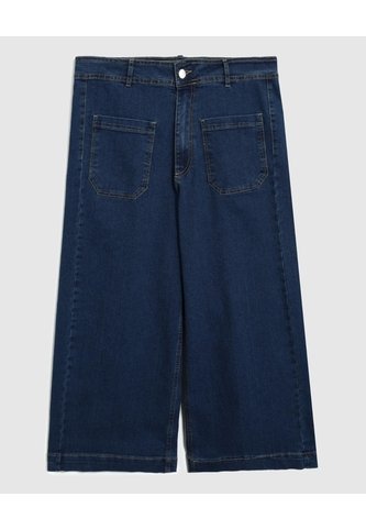 Jeans Culotte Con Bolsillos Frontales Para Mujer Curvy  Para Mujer Azul Patprimo Patprimo