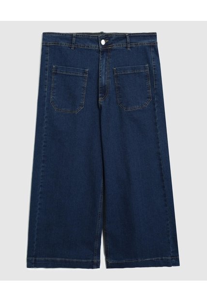 Jeans Culotte Con Bolsillos Frontales Para Mujer Curvy  Para Mujer Azul Patprimo