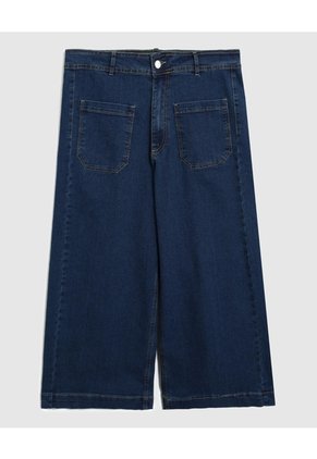 Jeans Culotte Con Bolsillos Frontales Para Mujer Curvy Para Mujer Azul Patprimo