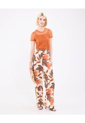 Camiseta Para Mujer Manga Corta Cuello Redondo Color Naranja Marca Patprimo #30093704