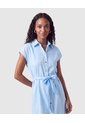 Vestido Camisero Midi Para Mujer  Para Mujer Azul Patprimo de Patprimo