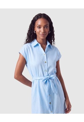 Vestido Camisero Midi Para Mujer Para Mujer Azul Patprimo