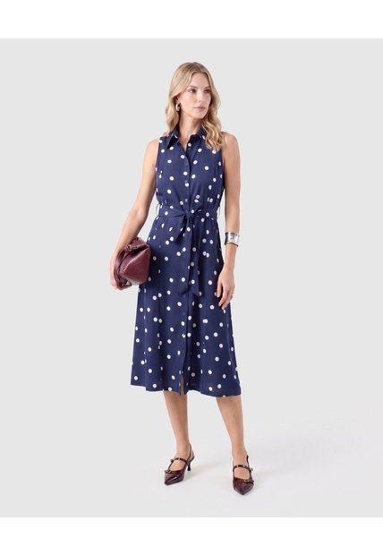 Vestido Camisero Sin Mangas Para Mujer  Para Mujer Azul Patprimo