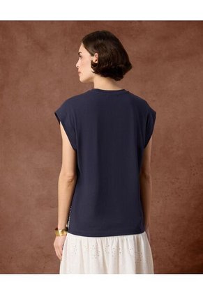 Camiseta  Para Mujer Manga Corta Cuello Redondo Color Azul Marca Patprimo #30093893