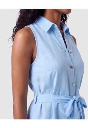 Vestido Camisero Midi Para Mujer Para Mujer Azul Patprimo