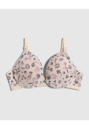 Brasier Media Copa Estampado Para Mujer Beige Patprimo