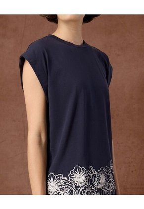 Camiseta  Para Mujer Manga Corta Cuello Redondo Color Azul Marca Patprimo #30093893