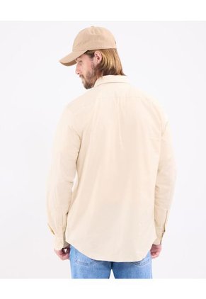 Camisa Para Hombre Manga Larga Sin Bolsillo Cuello Italiano Color Beige Marca Patprimo #44012582