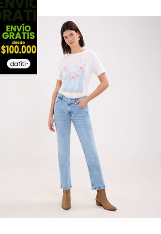 Jean Para Mujer Straight Color Azul Claro Marca Patprimo #30160397 Patprimo