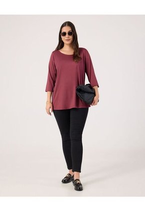 Camiseta Para Mujer Manga 3/4 Cuello Redondo Color Vino Marca Patprimo #14091437