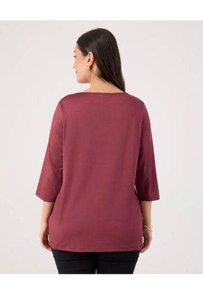 Camiseta Para Mujer Manga 3/4 Cuello Redondo Color Vino Marca Patprimo #14091437