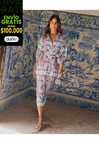 Vestido Para Mujer Manga 3/4 Color Azul Claro Marca Patprimo #30170996 Patprimo