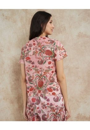 Camiseta Manga Corta Estampada Campaña Beatriz Camacho  Para Mujer Rosa Patprimo