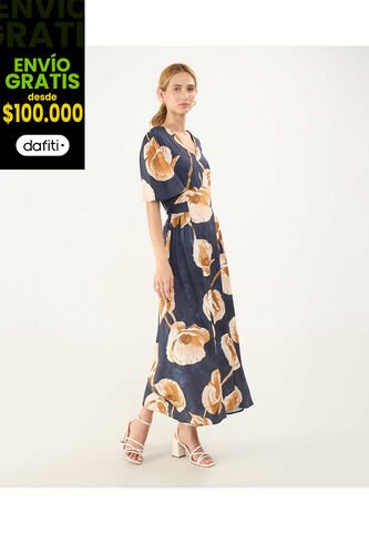 Vestido Para Mujer Manga Corta Color Azul Oscuro Marca Patprimo #30171019 Patprimo