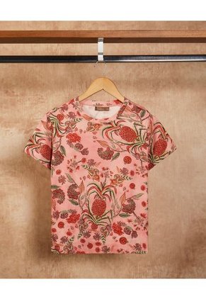 Camiseta Manga Corta Estampada Campaña Beatriz Camacho  Para Mujer Rosa Patprimo