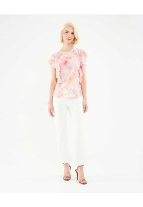 Blusa Estampada Con Boleros  Para Mujer Rosa Patprimo