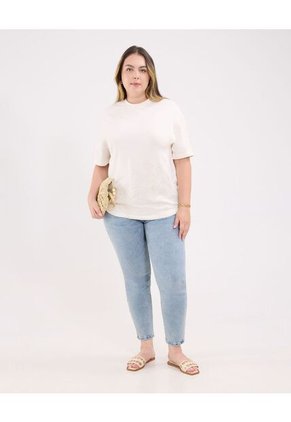 Camiseta Para Mujer Manga Corta Cuello Redondo Color Crema Marca Patprimo #14091425