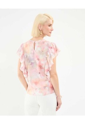 Blusa Estampada Con Boleros  Para Mujer Rosa Patprimo