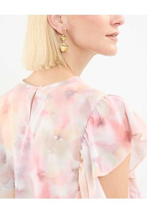 Blusa Estampada Con Boleros  Para Mujer Rosa Patprimo