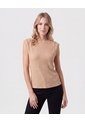Camiseta Texturizada Sin Mangas Para Mujer  Para Mujer Café Patprimo de Patprimo