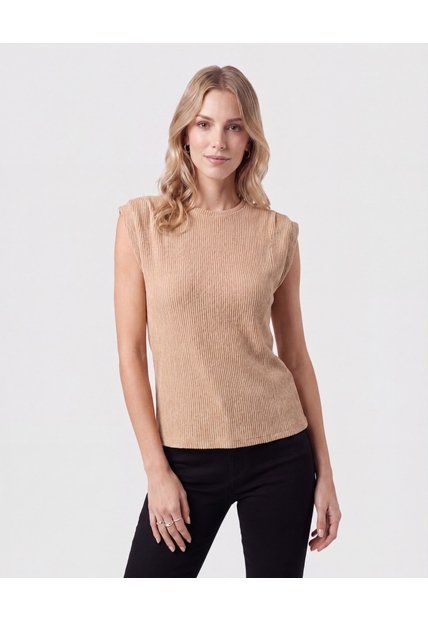 Camiseta Texturizada Sin Mangas Para Mujer  Para Mujer Café Patprimo