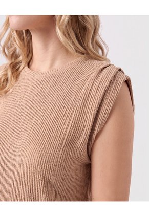 Camiseta Texturizada Sin Mangas Para Mujer  Para Mujer Café Patprimo
