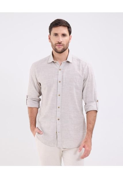 Camisa Para Hombre Manga Larga Sin Bolsillo Cuello Casual M Color Café Marca Patprimo #44013133