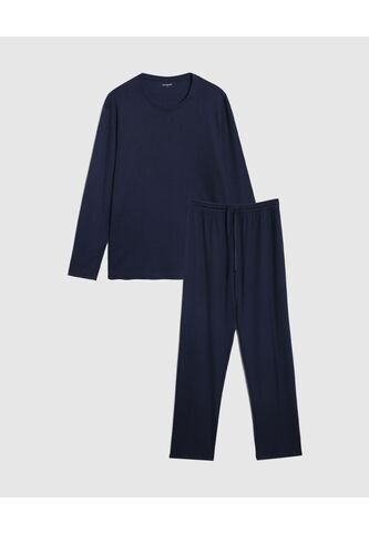 Pijama De Dos Piezas Con Camiseta Manga Larga Y Pantalón  Para Hombre Azul Patprimo Patprimo