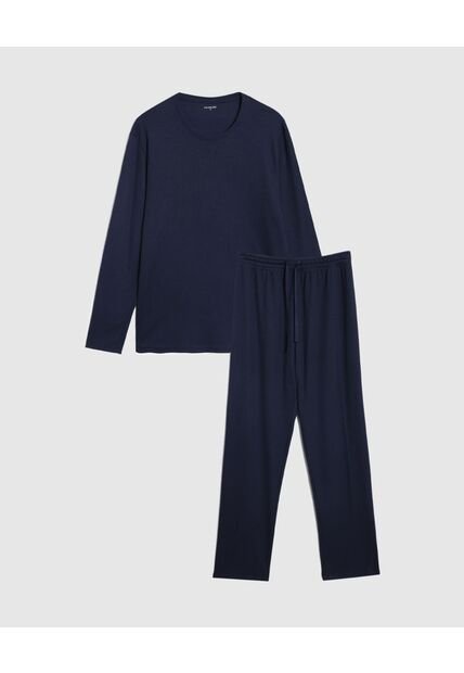 Pijama De Dos Piezas Con Camiseta Manga Larga Y Pantalón  Para Hombre Azul Patprimo