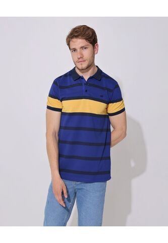 Polo Preteñida, Cuello Y Puños Tejidos, Silueta Slim Fit Azul  Para Hombre Azul Patprimo Patprimo