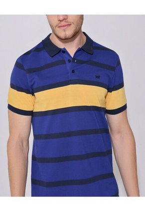 Polo Preteñida, Cuello Y Puños Tejidos, Silueta Slim Fit Azul  Para Hombre Azul Patprimo