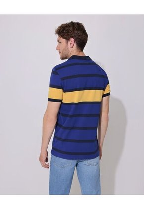 Polo Preteñida, Cuello Y Puños Tejidos, Silueta Slim Fit Azul  Para Hombre Azul Patprimo