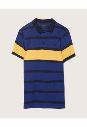 Polo Preteñida, Cuello Y Puños Tejidos, Silueta Slim Fit Azul  Para Hombre Azul Patprimo